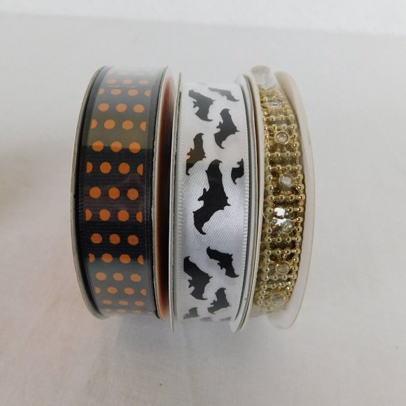 Lot Of 13+ Halloween Ribbon Various Lengths Widths Amounts Some Wired New Pieces - Picture 11 of 12